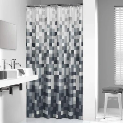 Obrázek Sealskin Textilní sprchový závěs Pixel, černá/bílá, Š x V: 180 cm 200