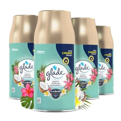 Obrázek Glade (Brise) Automatic Spray doplňovač, vůně do místnosti, exotické Tropical Blossoms, balení 4 ks (4 x 269 ml)