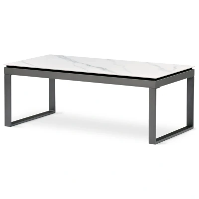 Obrázek Stůl konferenční, deska slinutá keramika 120x60, bílý mramor, nohy šedý kov AHG 284 WT