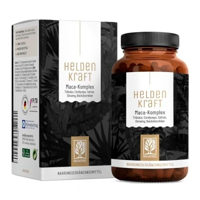 Obrázek Maca kapsle ve vysokých dávkách 20:1 extrakt s Tribulus terrestris, Cordyceps, pískavice řecké seno, zinek, ženšen, šafrán, selen 90 kapslí hrdinská síla pro muže