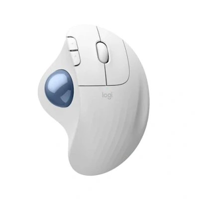 Obrázek Logitech ERGO M575S kabellose Trackball Maus, ergonomische Maus mit Bluetooth und verschlüsseltem Dongle, komfortable Daumensteuerung, für PC/Mac Weiß
