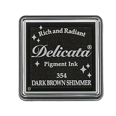 Obrázek Tsukineko Delicata Stempelkissen Braun, Dark Brown Shimmer Klein Wasserbasis, Wasserfest Embossing