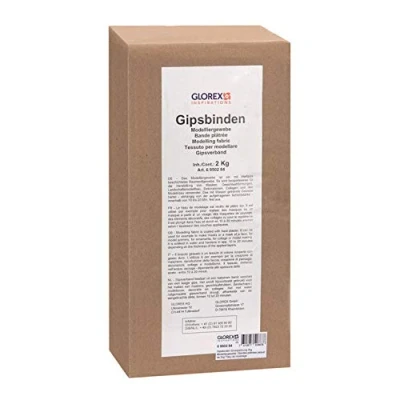 Obrázek Glorex 6 9502 84 sádrové obvazy velké balení 2 kg, modelovací tkanina ideální pro modelářství, masky, dekorace a otisk bříšků dítěte