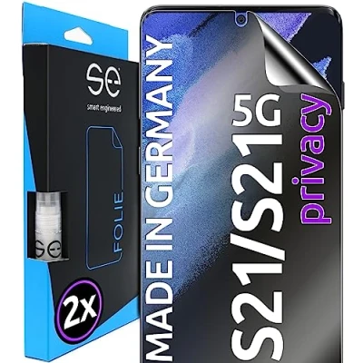 Obrázek S. E pro Samsung Galaxy S21 ochranná fólie privacy na ochranu soukromí 2x v sadě z Německa, Anti peep Spy fólie, bez prachu a bublin, chránící před