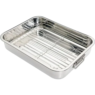 Obrázek KitchenCraft plech na pečení s rámem, z ušlechtilé oceli, střední, 37 x 28 cm, stříbrný