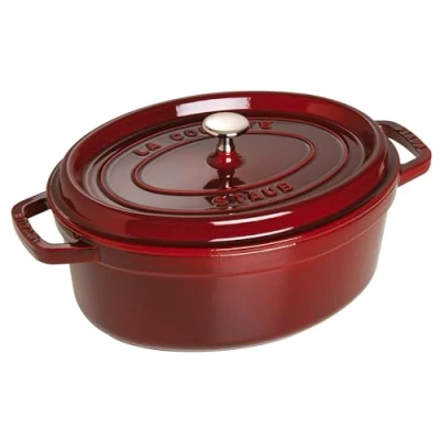 Obrázek Cocottes/oválný pekáč s víkem Staub (4,25 l, vhodný pro indukci, smaltovaný vnitřní povrch hrnce v matné černé), Grenadina, 29 cm