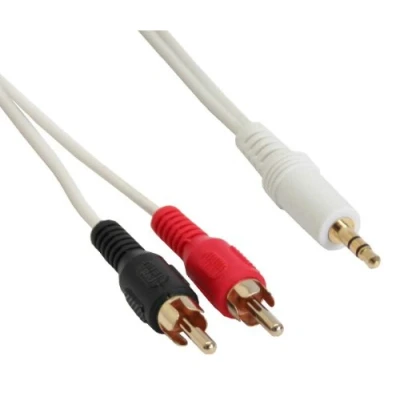 Obrázek InLine® 89929W kabel Rinch/jack, 2x cinch konektor na 3,5 mm jack konektor, bílý/zlatý, 10 m