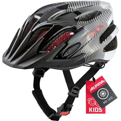 Obrázek ALPINA FB JR. 2.0 Lehká a stabilní cyklistická přilba s možností dovybavení LED pro děti, black white red, 50 55 cm