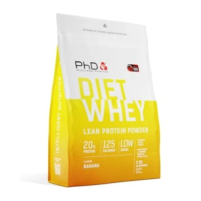 Obrázek PhD Nutrition Diet Whey Protein prášek 2 kg banán, nízkokalorický vysokoproteinový proteinový pro dietu Podpora 16 g bílkovin v jedné porci