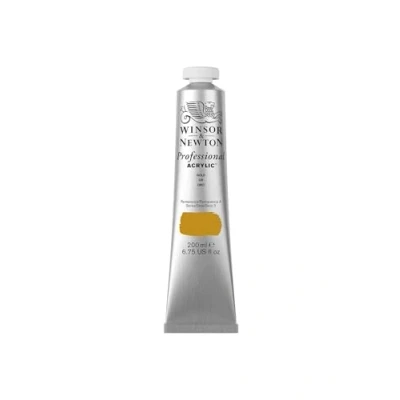 Obrázek Winsor &amp; Newton Profesionální akrylová barva 2337283 v umělecké kvalitě, vysoká zářivost barev a krycí schopnost, archivní kvalita, 200 ml tuba zlatá
