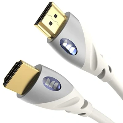 Obrázek Monster Essentials Ultra HD 4K HDMI Kabel 1,8m, High Speed 18.0 Gbps Übertragungsrate, 60/120 Hz Bildwiederholrate, Korrosionsbeständige 24k Goldkontakte, weiß