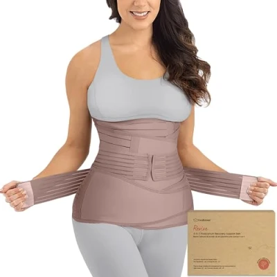 Obrázek KeaBabies Revive 3 in 1 Postpartum Gürtel für Damen Bauchgurt nach Geburt Kaiserschnitt, Rückbildungsgürtel Geburt, Bauchband Schwangerschaft (Dusty Plum, M/L)