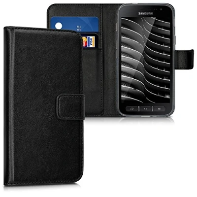 Obrázek kwmobile pouzdro kompatibilní se Samsung Galaxy Xcover 4 / 4S koženkové na mobil s přihrádkami karty v černé barvě