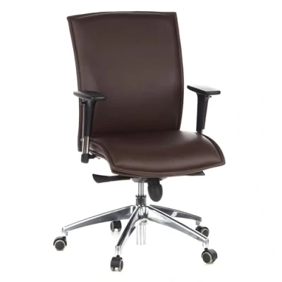 Obrázek hjh OFFICE 600140 Manažerské křeslo Murano 10 kůže hnědá kancelářská židle, středně vysoké opěradlo zad, nastavitelné područky