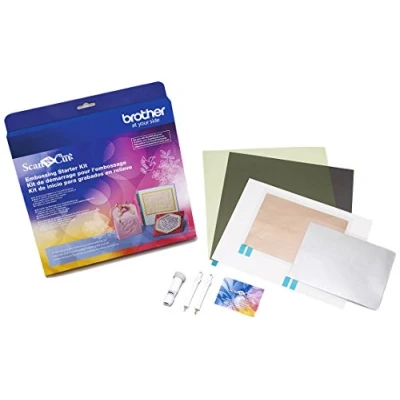 Obrázek Brother ScanNCut Embossing Starter Kit CAEBSKIT1, Zubehörset mit Matte, Werkzeug, Metallbleche und 50 Prägemuster für DIY Schneidemaschine