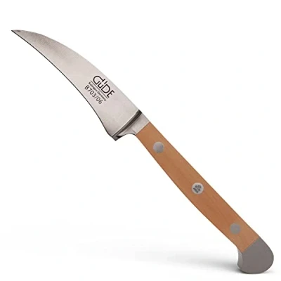 Obrázek GÜDE Solingen loupací nůž kovaný, 6 cm, hruškové dřevo, ALPHA BIRNE, na turnaje, dvojitá zátka, handmade Germany