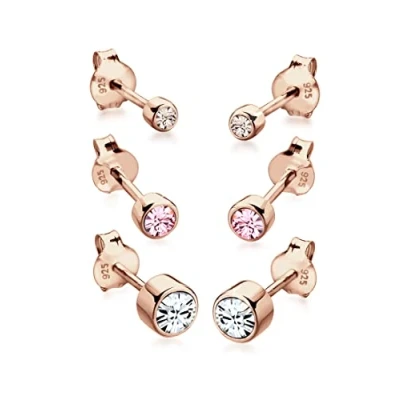 Obrázek Elli Náušnice sada 3 kusů krystalů Swarovski® Basic stříbro 925, Fazetový brus, Křišťál