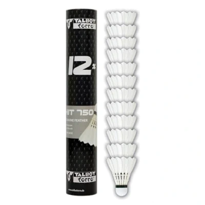 Obrázek Talbot Torro badminton Ball Hit 750, dóza 12 kusů, barva: bílá, rychlost: Speed 77, prémiový přírodní pružinový míček, pro trénink a volný čas, 479086