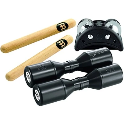 Obrázek Meinl Percussion Perc Pack s Luis Conte Live Shaker, tamburínou a 1 párem zvukového dřeva hudební nástroj černá, přírodní (PP 1)