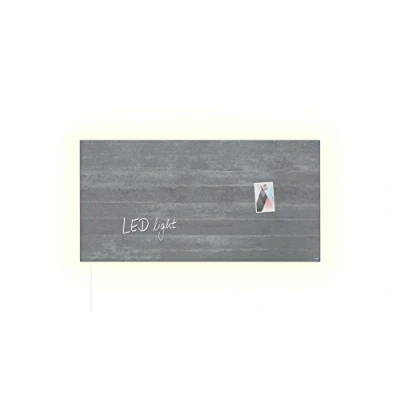Obrázek SIGEL GL406 Premium skleněná magnetická tabule 91 x 46 cm s LED osvětlením, průhledný beton vysokým leskem, testováno SGS, jednoduchá montáž, vč. 3 silných magnetů, Artverum