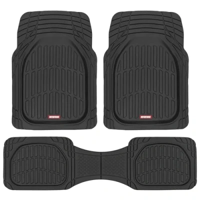 Obrázek Motor Trend MT 923 BK černé výstelky FlexTough odolné gumové rohože do auta, SUV, nákladní vozidla a vany, ochrana proti povětrnostním vlivům, univerzální tvar