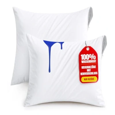 Obrázek Utopia Bedding Vodotěsný povlak na polštář 40 x cm (sada 2 ks) se zipem, chránič polštářů, certifikovaný Öko Tex