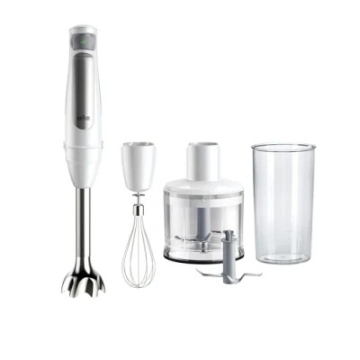Obrázek Braun MultiQuick 7 MQ 7035I WH Stabmixer Pürierstab mit abnehmbarem edelstahl Mixfuß ActiveBlade Technologie zum Pürieren der härtesten Zutaten, inkl. 3 teiliges Zubehör Set, 1000 Watt, Weiß