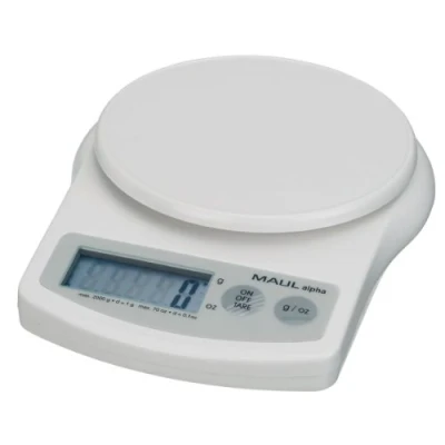 Obrázek Dopisní váha Maul 1642002 MAULalpha, plast, baterie, nosnost 2000 g, bílá, 1 kus