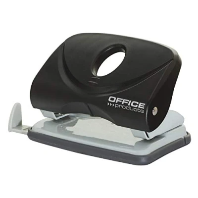 Obrázek OFFICER PRODUCTS 18051411 05 děrovačka/až 20 listů/mechanismus a kryt z kovu/plastového ramene (ABS)/barva: černá/protiskluzová umělá poklice na podlahu