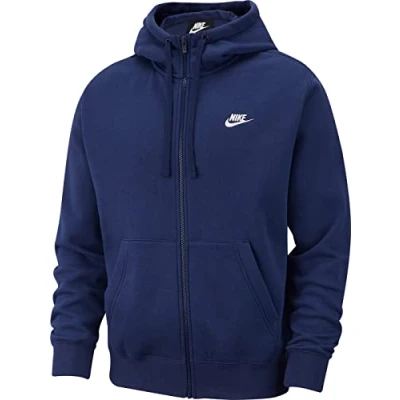 Obrázek Nike Pánská mikina s kapucí průběžným zipem Sportswear Club Fleece, Midnight Navy/Midnight Navy/White, XL, BV2645 410