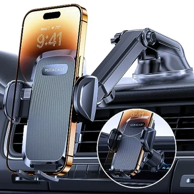 Obrázek Miracase Handyhalterung Auto[Verbesserter Saugnapf&amp;Metall Doppelhaken] Handyhalter Auto Lüftung Armaturenbrett Windschutzscheibe, KFZ Handy Halterung für iPhone Samsung Galaxy Alle Smartphones