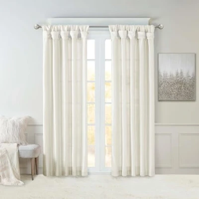 Obrázek Madison Park Zatemňovací závěsy Emilia, umělé hedvábí, panely na okno 50&quot; x 120&quot; bílé