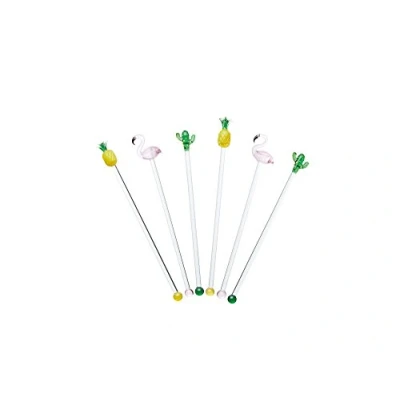 Obrázek BarCraft Tropical Chic Neuheit Cocktail Rührer, Glas, Transparent, 0.5 x 2.45 20 cm, 6 Einheiten
