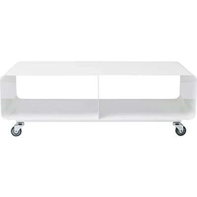 Obrázek Kare Designový TV stolek Lounge M Mobilní, bílý, rolovatelný, nízká komoda, obývací pokoj, ocelový rám, 21 x 45 42 cm (v/š/h)