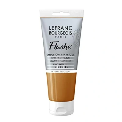 Obrázek Lefranc Bourgeois 300506 Flashe akrylová barva &amp; vinylová barva, vysoce pigmentovaná, elastická, stálá na světle, odolná proti stárnutí, matná, pro vnitřní i venkovní použití, 80 ml tuba irizující hluboké zlato