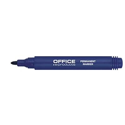 Obrázek OFFICE PRODUCTS 17071211 01 permanentní popisovač Basic / kulatý hrot 1 3 mm šířka čáry modrá kus/ popis kartonu guma kov sklo voděodolný