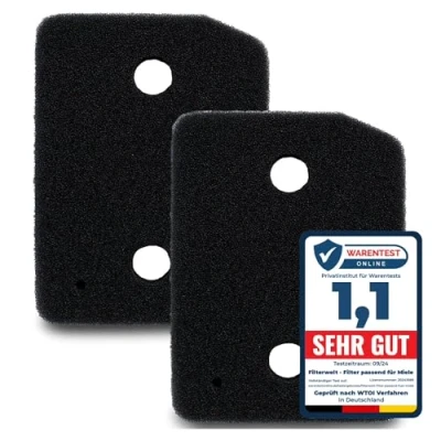 Obrázek Sada 2 ks filtrů pro Miele T1 9164761 sušička s tepelným čerpadlem jemná hrubá 207 x 157 30 mm houbový filtr filtrační podložka kondenzační žmolky pěnový houbička