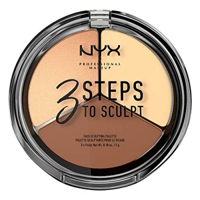 Obrázek NYX Professional Makeup 3 steps to Sculpt Face Sculpting Paleta obličejový pudr pro definování, konturování a zvýraznění, nuance, 15 g, Light 02
