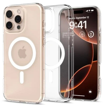 Obrázek Spigen Pro iPhone 16 pouzdro [Anti Yellowing] Ultra Hybrid MagFit Case obal na mobil průhledný tenký kompatibilní s MagSafe Frost Clear