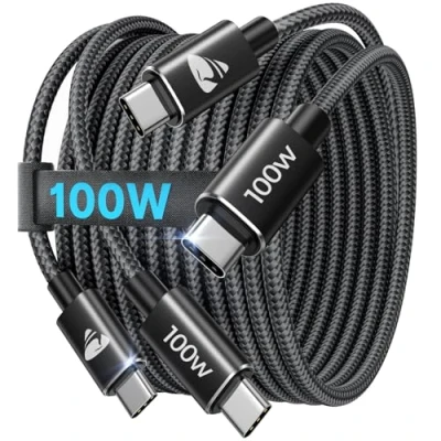 Obrázek kabel USB C na [2 kusy 2M+2M] 100W/5A rychlonabíjecí Nylon USBC nabíjecí Pro iPhone 16 15 Max, Samsung S24 S23 S22 S21, iPad Pro, MacBook Pro/Air,