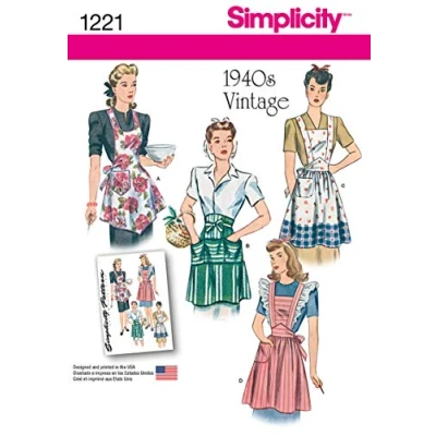 Obrázek Simplicity 1221 1940 Vintage Fashion dámská zástěra Šití vzor vel. S L