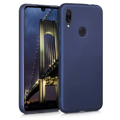Obrázek kwmobile pouzdro kompatibilní s Xiaomi Redmi Note 7 / Pro ochranné ze silikonu metalicky třpytivé na mobil metalické modré