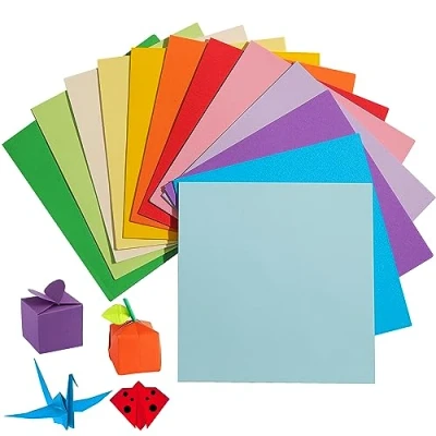 Obrázek papír s origami, 240 listů, 20 zářivých barev, 15,2 cm, 80 g/m², oboustranný čtvercový skládací pro DIY školní projekty, umělecké řemeslo, děti a dospělé