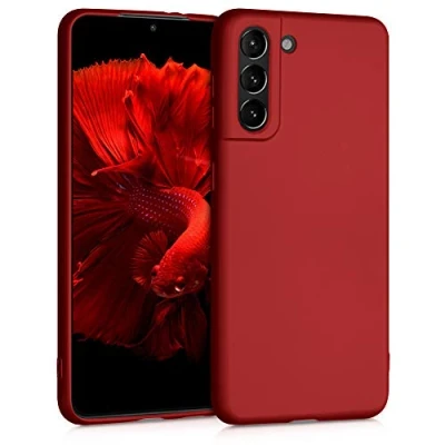 Obrázek kwmobile pouzdro kompatibilní se Samsung Galaxy S21 ochranné ze silikonu metalicky třpytivé na mobil metalické tmavě červené