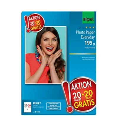Obrázek SIGEL Fotopapír T1155 InkJet Everyday, 20 + listů zdarma, A4, vysoký lesk, 195 g
