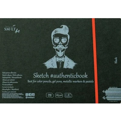 Obrázek Smlt 5EB pro 18ST/Black Authentic Line 245 x 176 mm ušitý náčrtník svorkovnice Authenticbook, 165 GSM snadno strukturovaný Černá Papír, 18 Folio