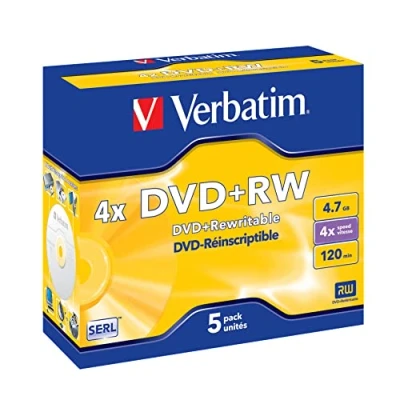 Obrázek Verbatim DVD+RW 4x Speed 4,7GB Jewel Case balení 5 ks DVD polotovary