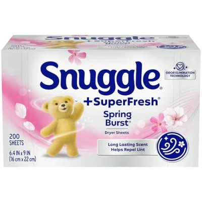 Obrázek Plus SuperFresh Fabric Softener Dryer Sheets with Static Control and Odor Eliminating Technology, Burst, White, 200 Count, Spring…