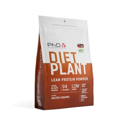 Obrázek PhD Nutrition Diet Plant Vegan protein prášek, rostlinný s vysokým obsahem bílkovin, veganský proteinový solený karamel, 20 g porcí v 500g sáčku