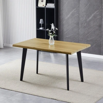 Obrázek Stůl jídelní, 130x80x75 cm, MDF deska, dekor divoký dub, kov, černý lak HT F4413 OAK